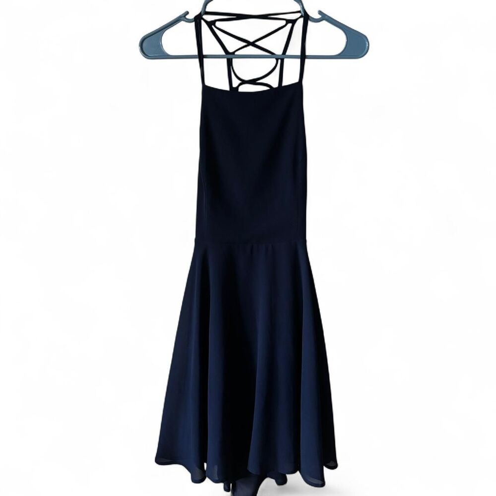 Lulus women's navy blue strappy open back mini dress